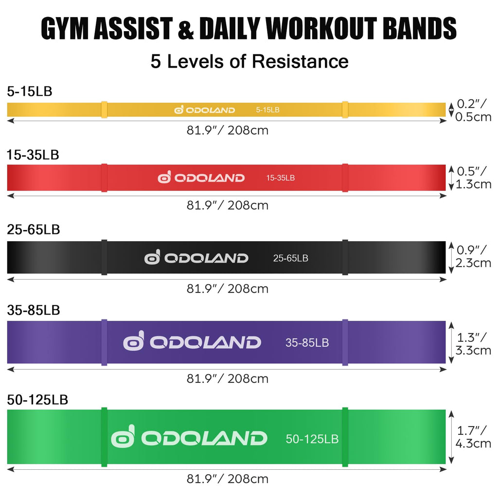 Odoland 5-Level Pull-Up Resistance Loop Bands
