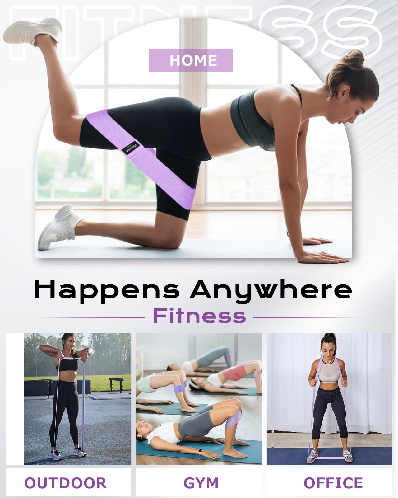 Fitense Fabric Resistance Band Set — 6 Levels