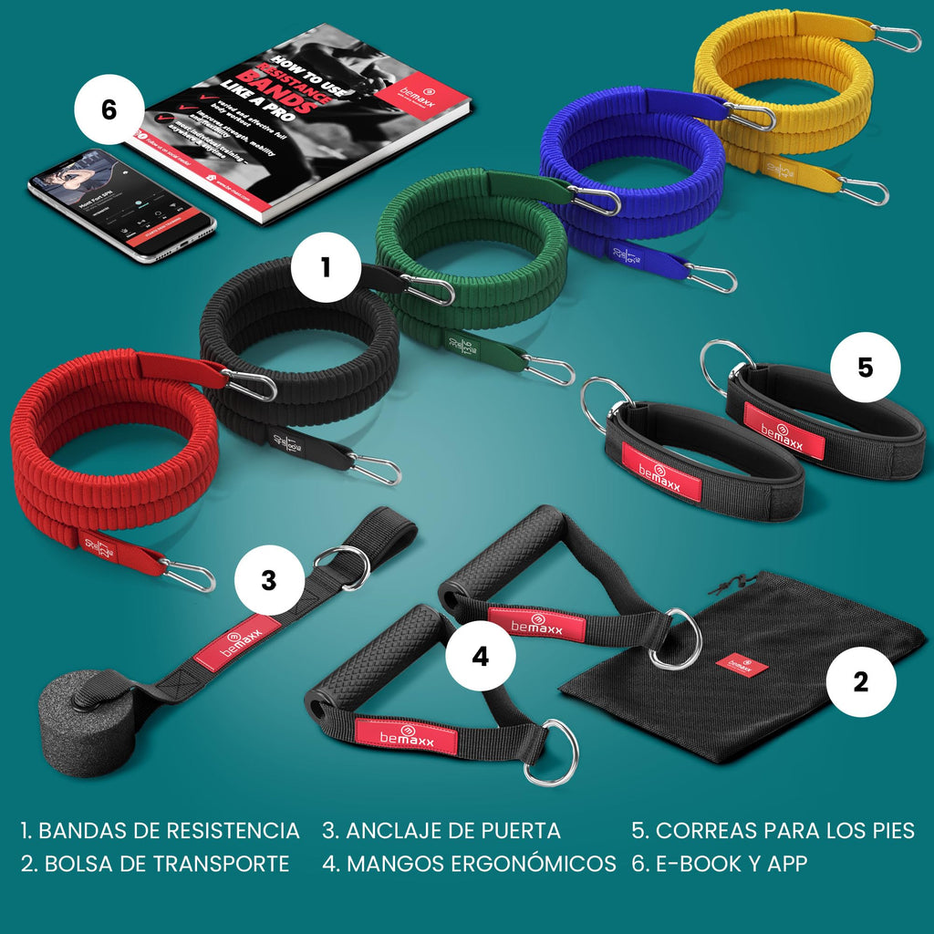 BeMaxx Premium Resistance Band Set — 13 Pieces