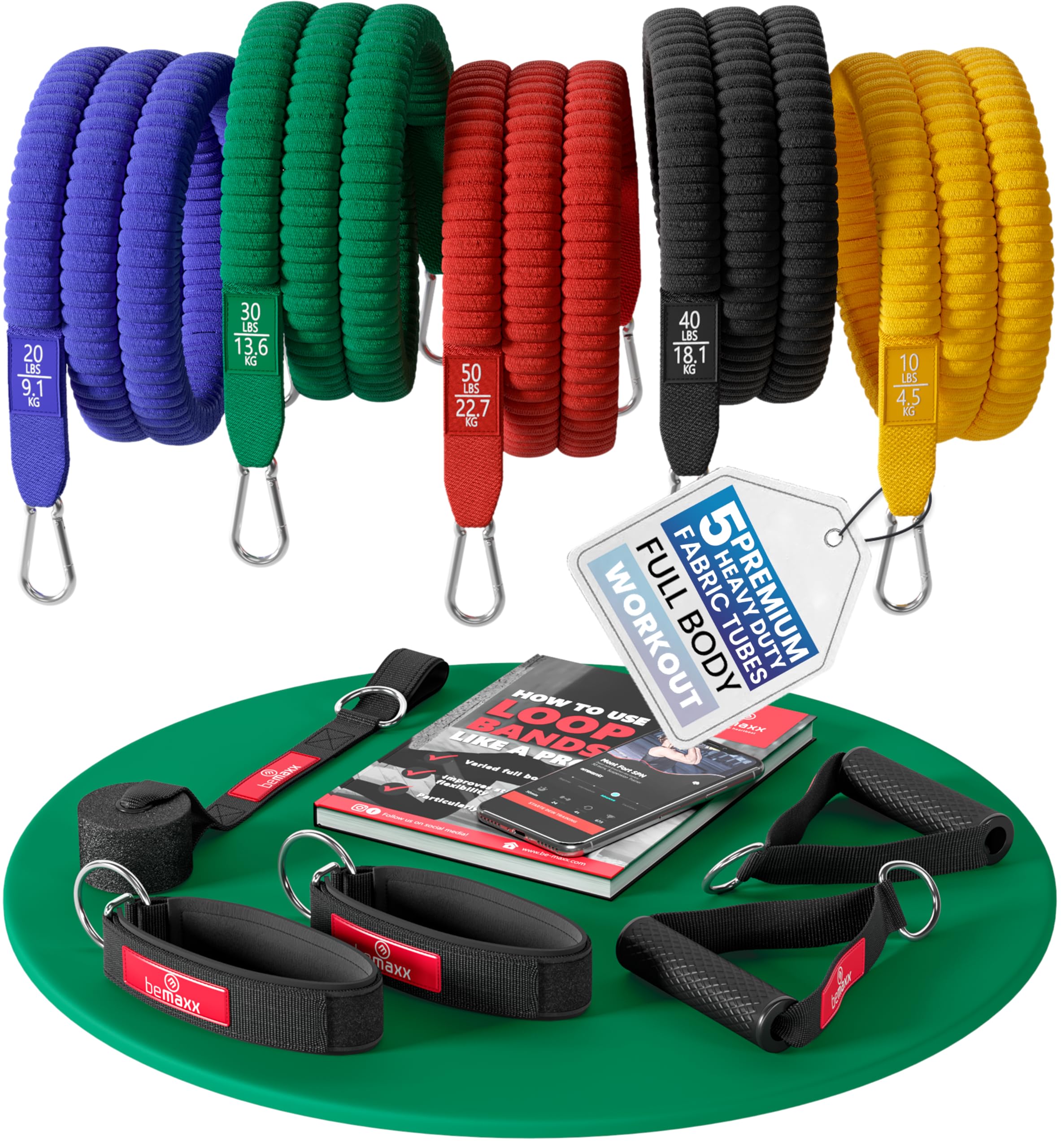 BeMaxx Premium Resistance Band Set — 13 Pieces